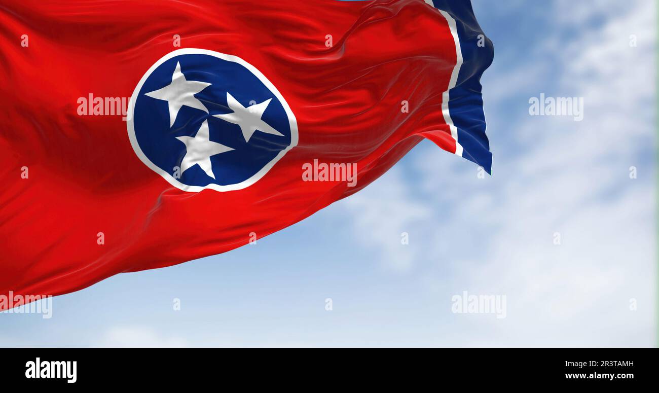 Tennessee Staatsflagge winkt an klaren Tagen. Stockfoto