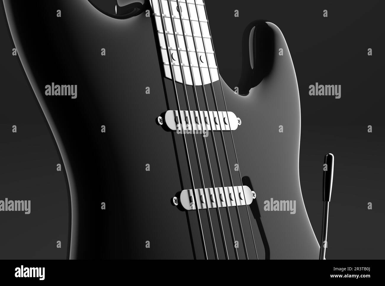 Elektrische Gitarre als Musikgerät - 3D Illustration Stockfoto