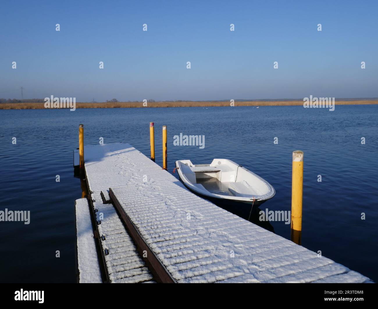Winterstille an der Lagune Stockfoto