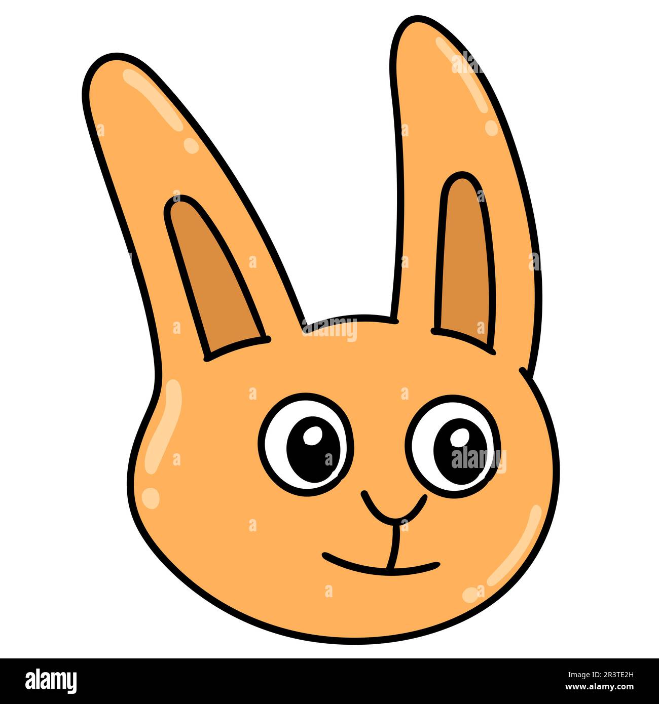 Orangefarbener Kaninchenkopf, der fröhlich lächelt, Kawaii-Koodle-Ikone Stockfoto