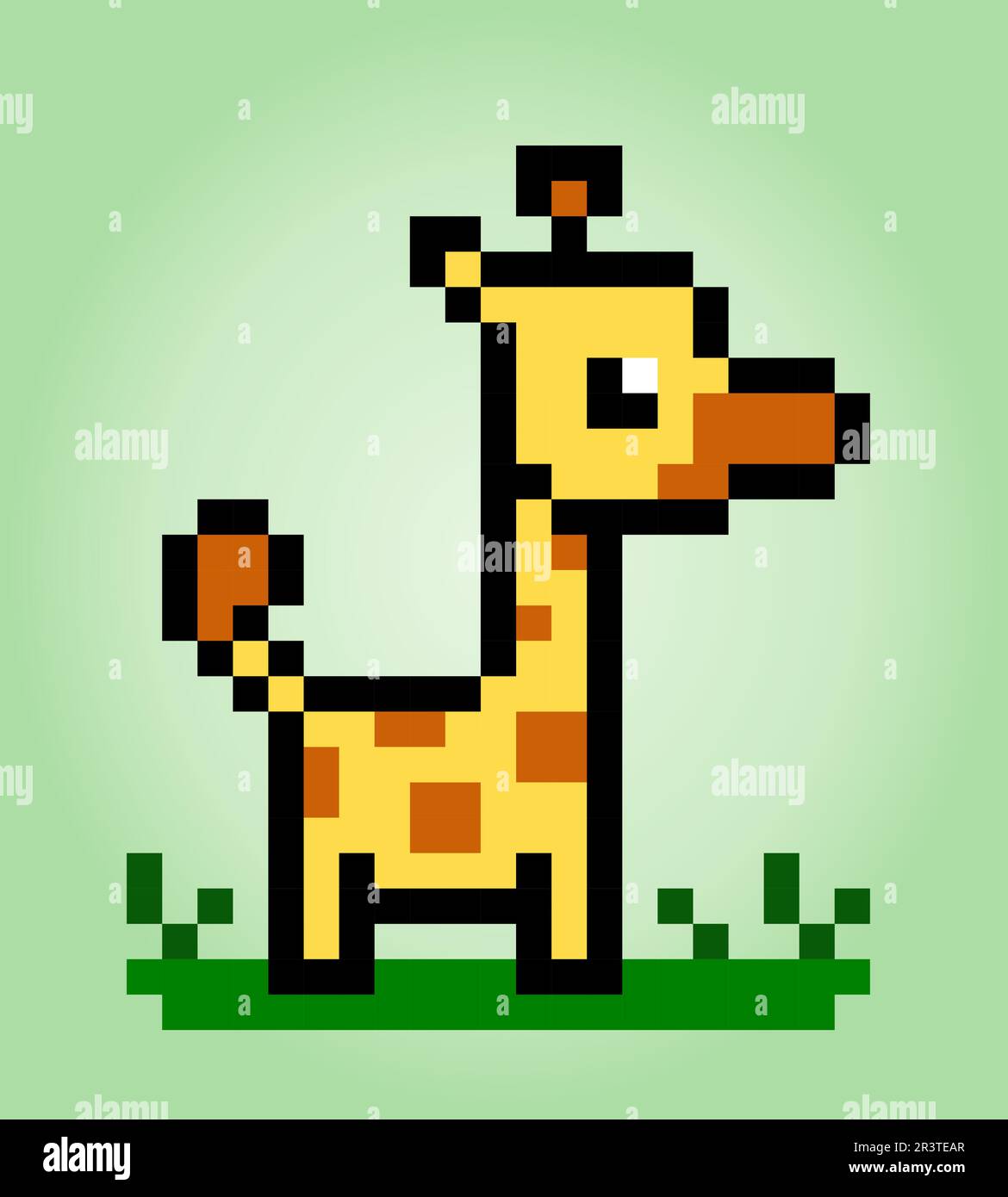 Pixel 8 Bit Giraffe. Tiere für Spielelemente und Kreuzstichmuster in Vektorbildern. Stock Vektor