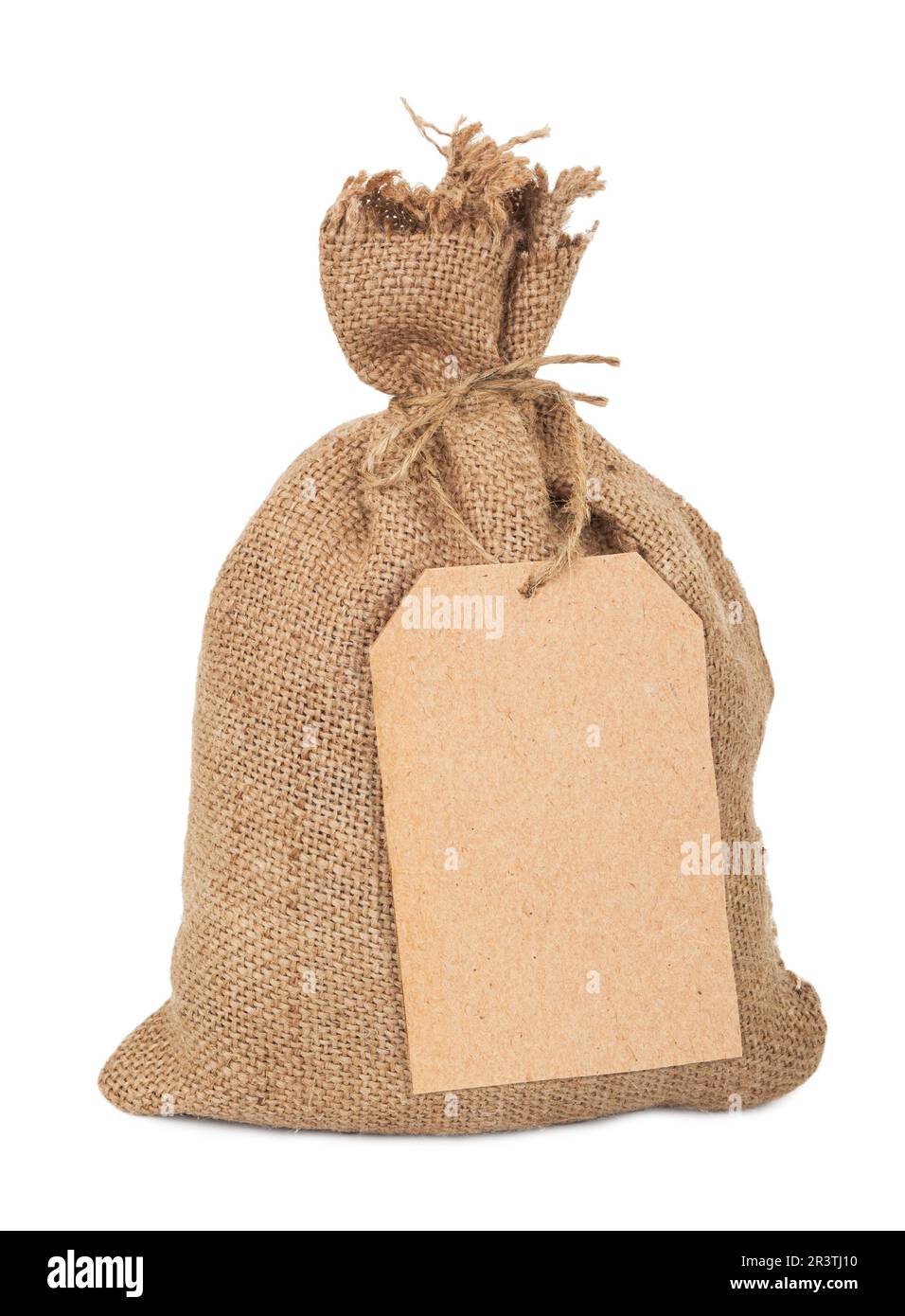 Sack aus Segeltuch mit Anhänger Stockfoto