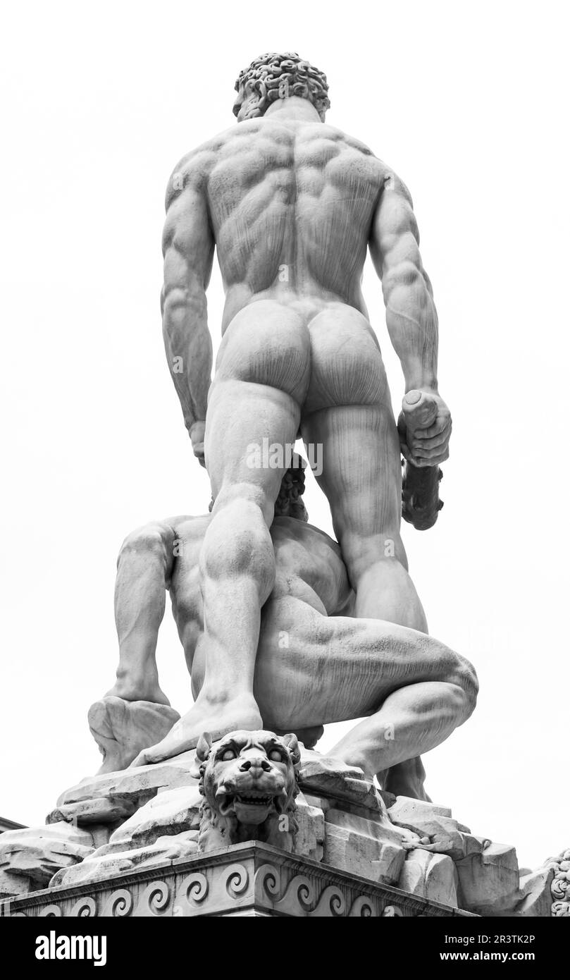 Echter Mann wieder auf der Piazza della Signoria, Florenz, Italien Stockfoto Echter Mann wieder auf der Piazza della Signoria, Florenz, Italien Stockfoto