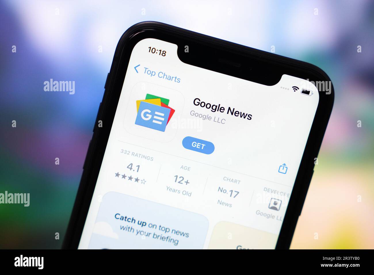 China. 22. Mai 2023. In dieser Fotoabbildung wird das Google News App-Logo im App Store auf einem Apple-Telefon angezeigt. Kredit: SOPA Images Limited/Alamy Live News Stockfoto