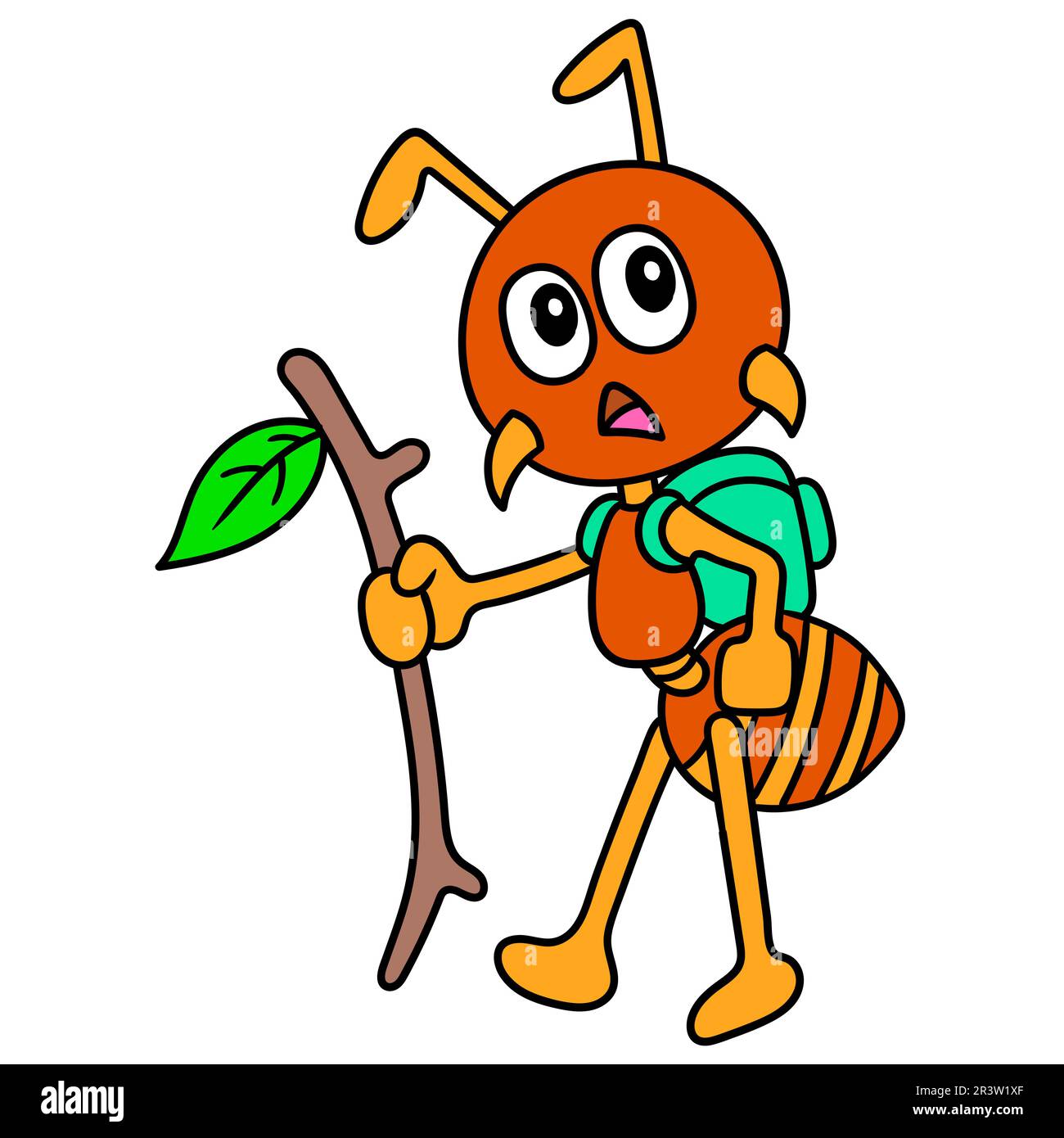 Explorer Ameisen sind auf einem Abenteuer auf der Suche nach Hinweisen, Doodle Icon Bild Kawaii Stockfoto