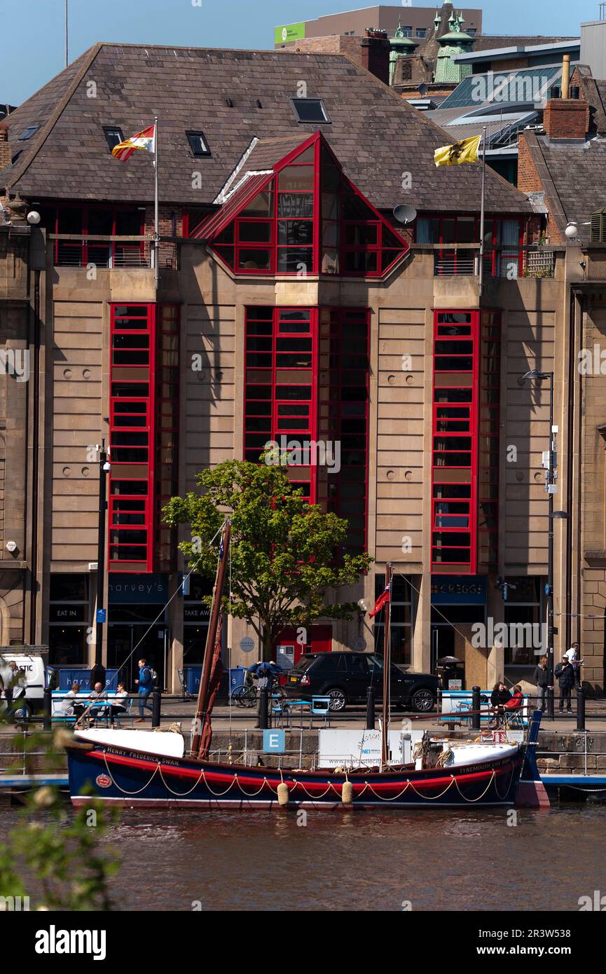 Rettungsboot Henry Frederick Swan am Kai Newcastle auf Tyne Stockfoto