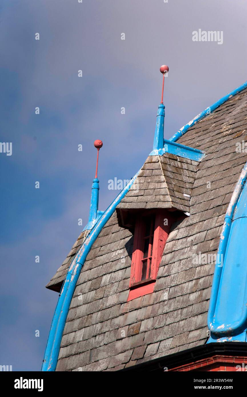 Detail des Dachs der ehemaligen Co-operative Wholesale Society Printing Works, Bath Lane, Newcastle Upon Tyne Stockfoto
