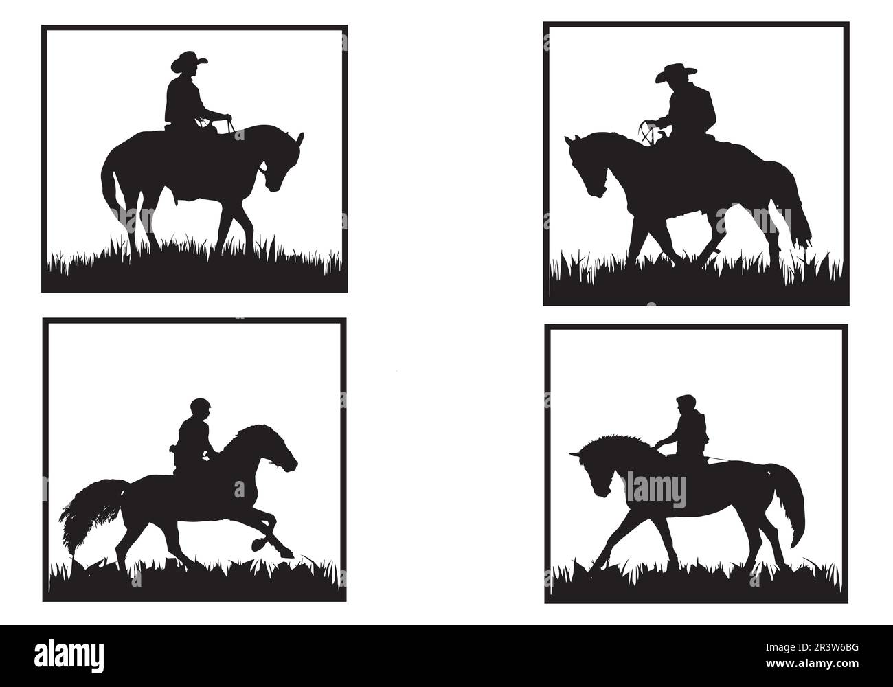 „Horse Rider“-Silhouetten-Vektor-Design-Vorlage Stock Vektor