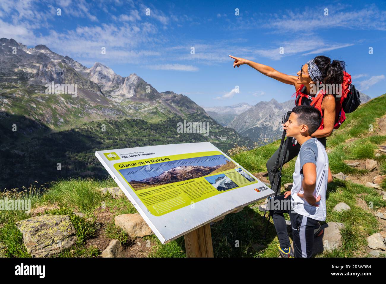 Blick auf den Berg von der Plakat-Interpretation Stockfoto