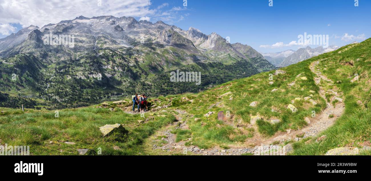 Blick auf den Berg von der Plakat-Interpretation Stockfoto