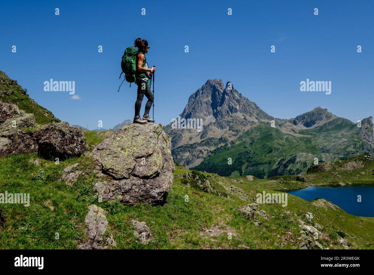 Trekker auf Tour de l Ossau und Ayous Seen Tour Stockfoto