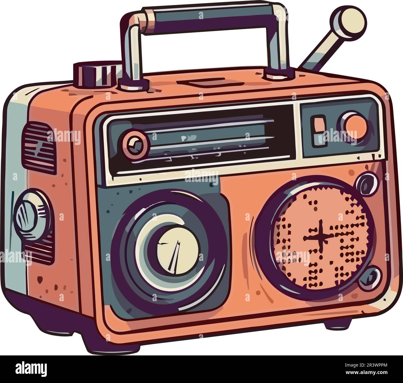 Altmodische Boom-Box und analoges Audio Stock Vektor