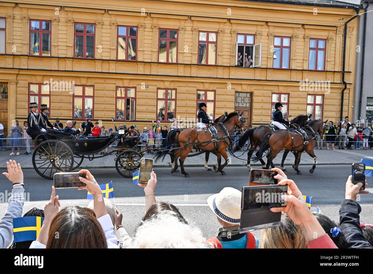 Der schwedische König Carl XVI Gustaf und Königin Silvia in Linköping, Schweden, am 25. Mai 2023, während des königlichen Besuchs in Ostergotland County zu HM the Kin Stockfoto