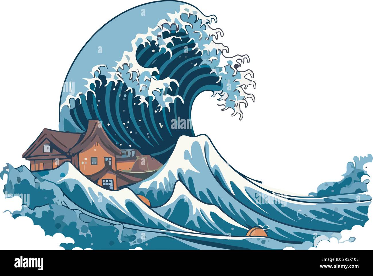 Tsunami-Naturkatastrophe mit großer Welle Stock Vektor