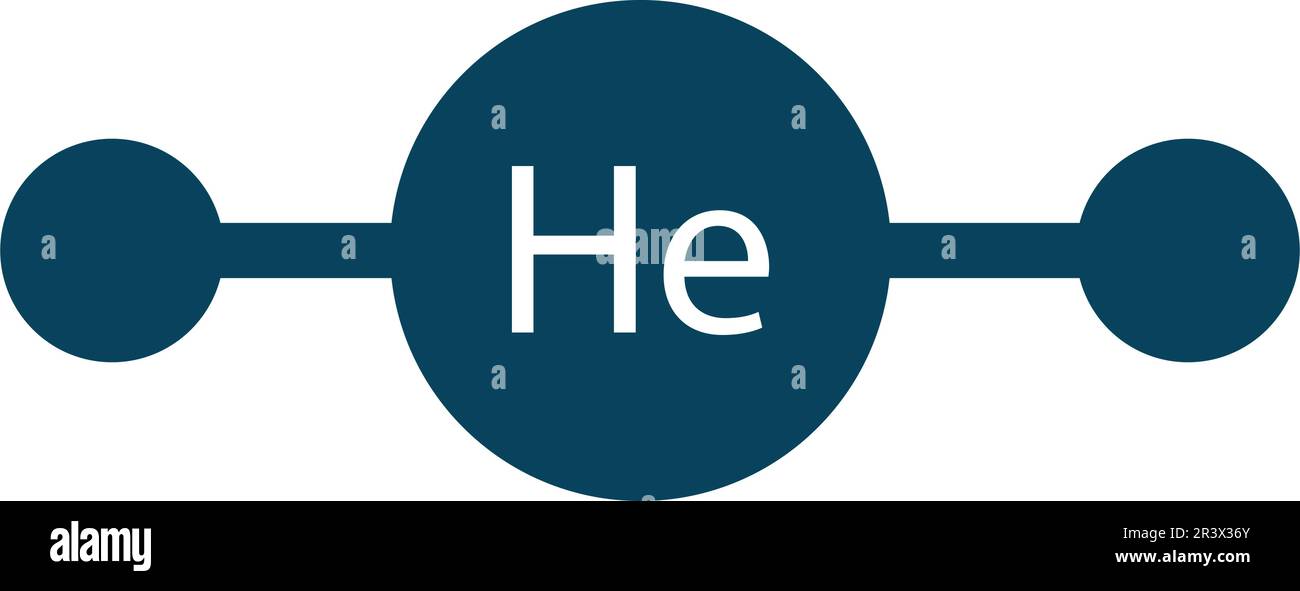 Chemisches Symbol für Helium-Periodenelement. Symbol für Vektor-Helium-Atom-Gas. Vektordarstellung Stock Vektor