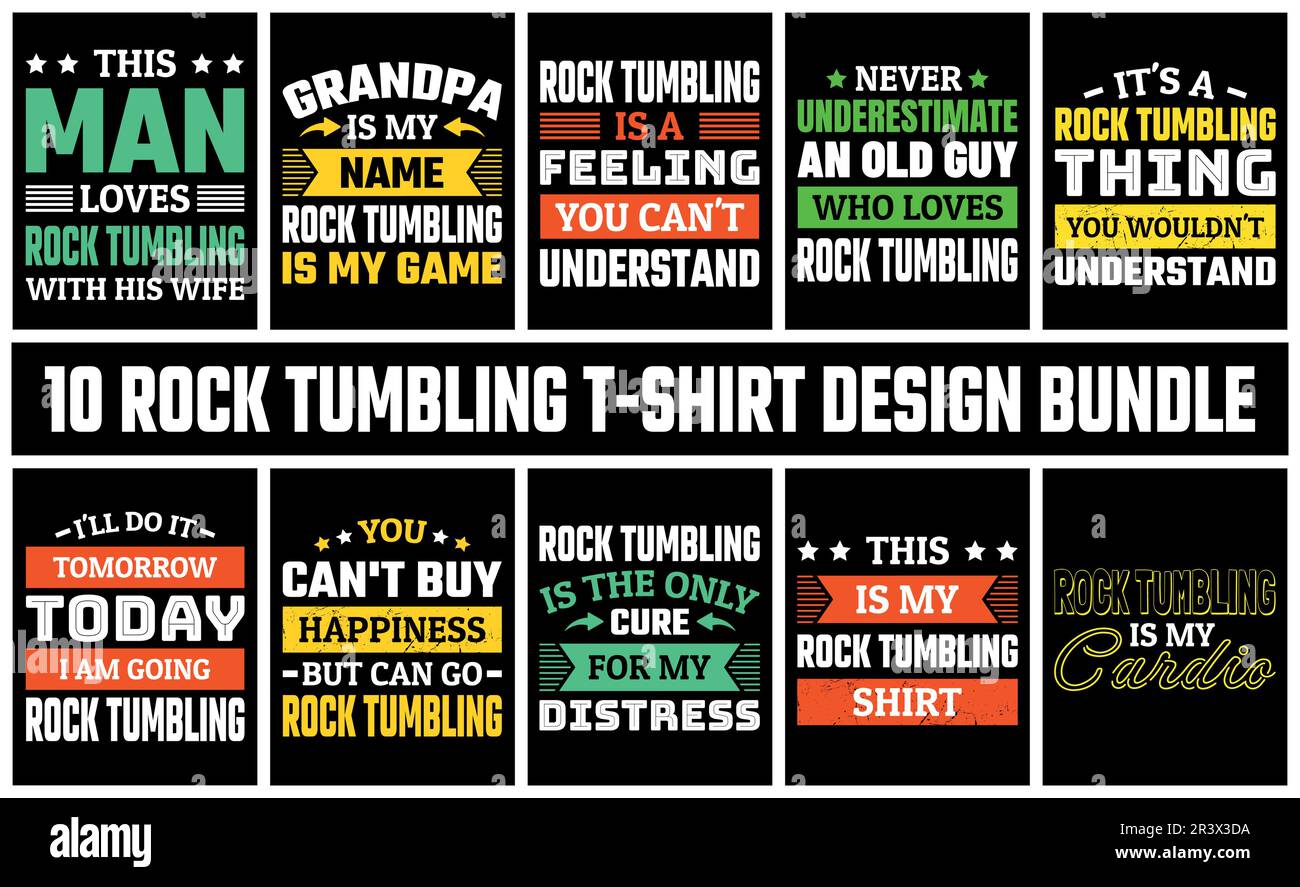 „Rock Tumbling“-T-Shirt-Design-Set Vector Stock Vektor