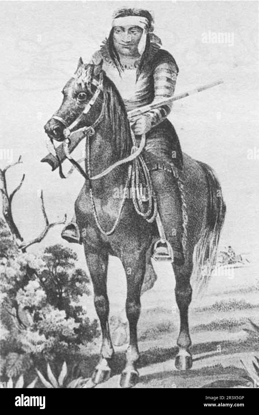 Illustration eines Lipan-Apache-Kriegers, 1857 Stockfoto