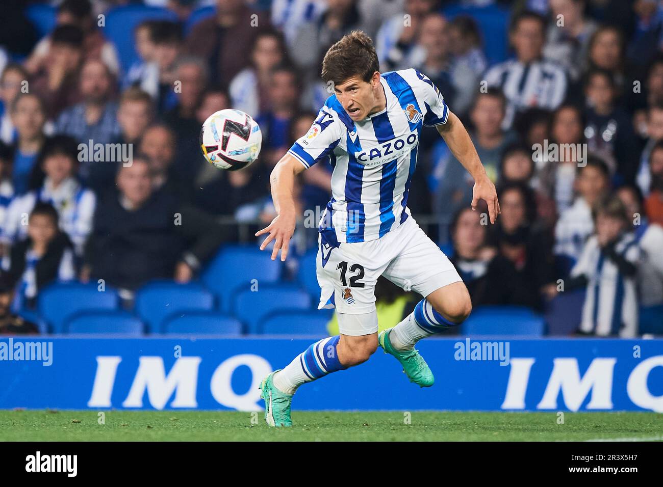 Aihen Munoz von Real Sociedad in Aktion während des Spiels La Liga Santander zwischen Real Sociedad und UD Almeria am 23. Mai 2023 im reale Arena Stadion, Stockfoto