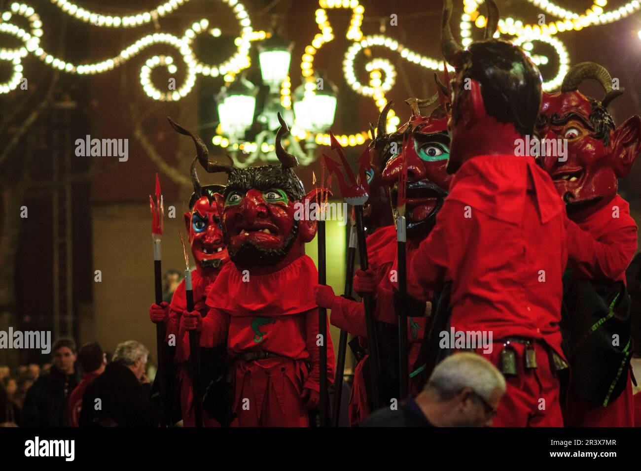 Demonios, Fiestas de Sant Antoni, Sa Pobla, Mallorca, Balearen, Spanien. Stockfoto