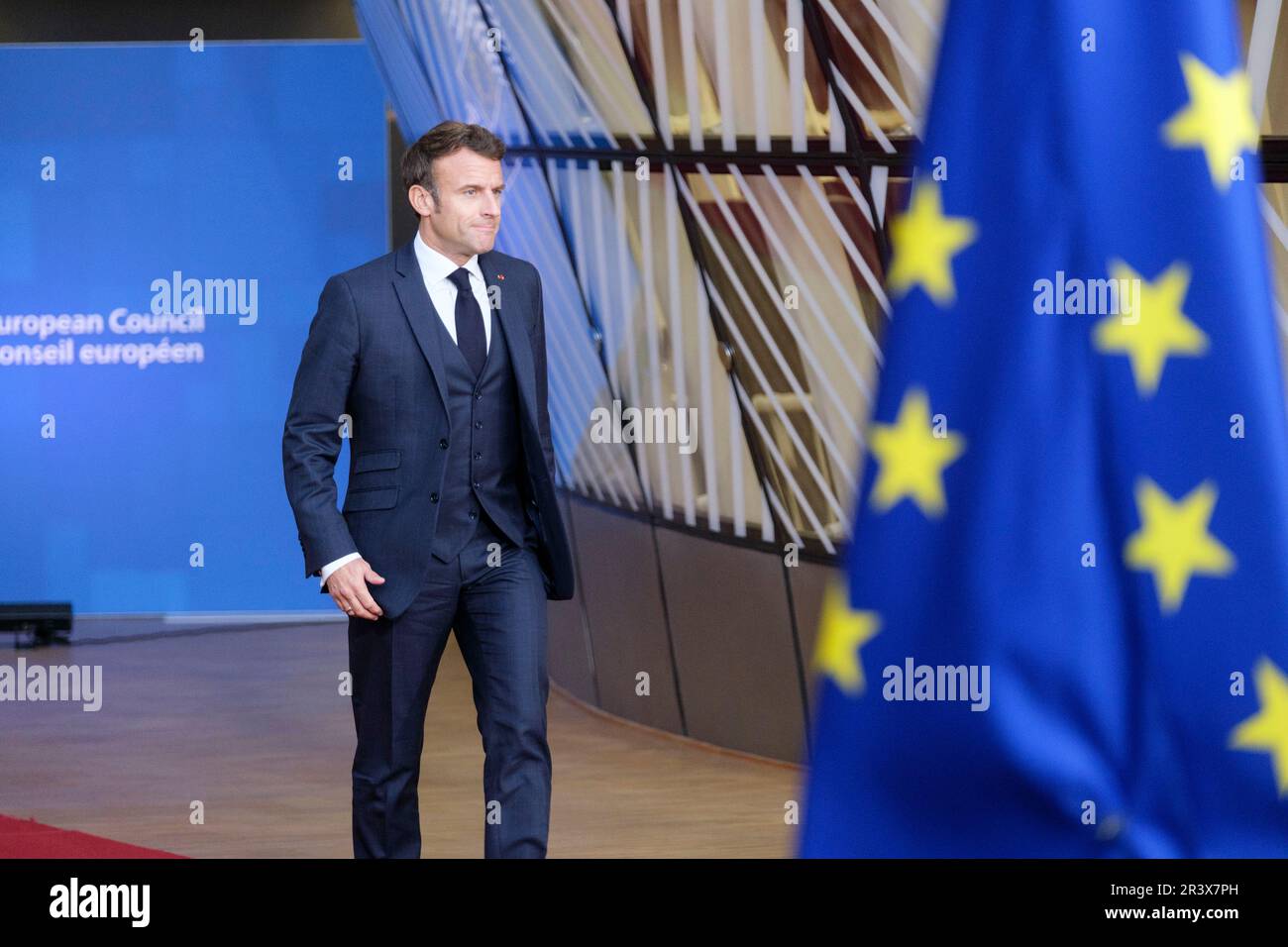 Brüssel, 20. Oktober 2022: Teilnahme von Emmanuel Macron an einer Tagung des Europäischen Rates zur Energiekrise Stockfoto