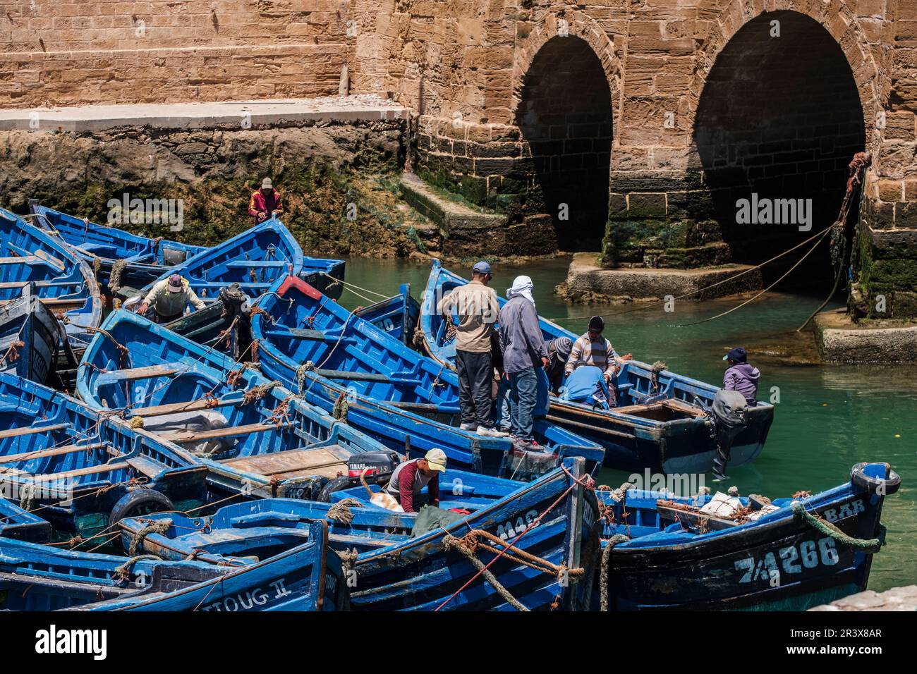 Klassische marokkanische Fischerboote Stockfoto