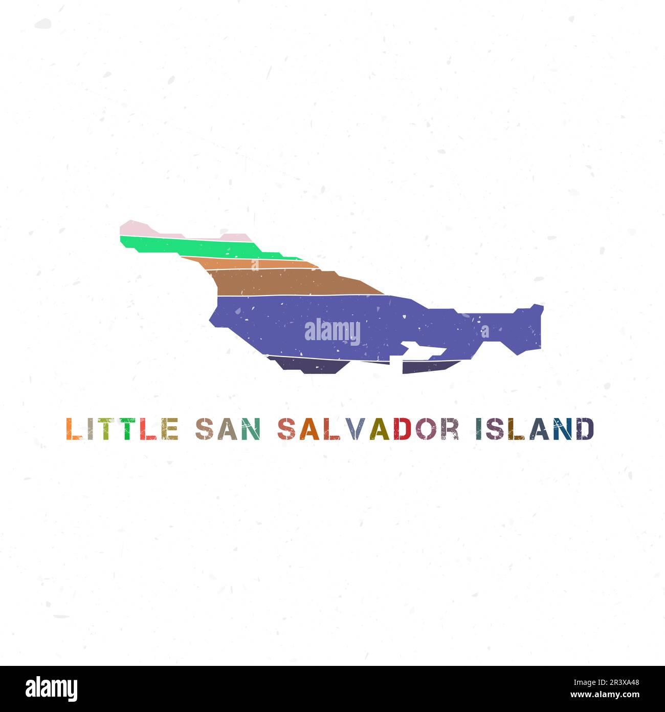 Little San Salvador Island Kartendesign. Form der Insel mit wunderschönen geometrischen Wellen und Grunge-Textur. Erstaunliche Vektordarstellung. Stock Vektor