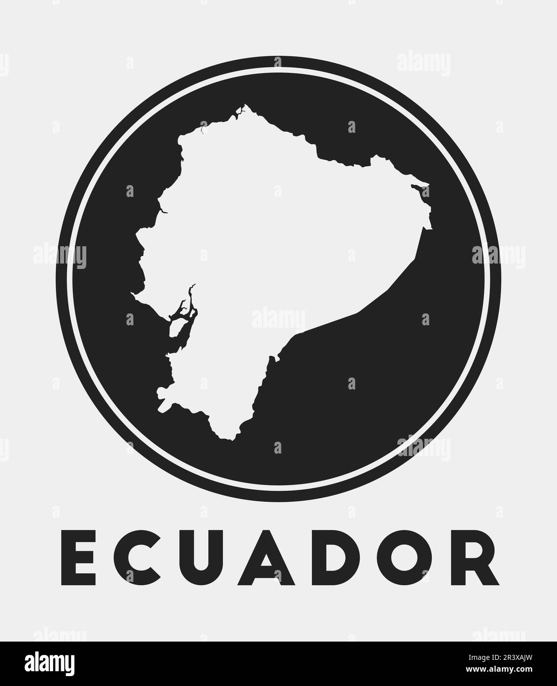 Symbol Ecuador. Rundes Logo mit Landkarte und Titel. Stilvolles Emblem mit Karte in Ecuador. Vektordarstellung. Stock Vektor