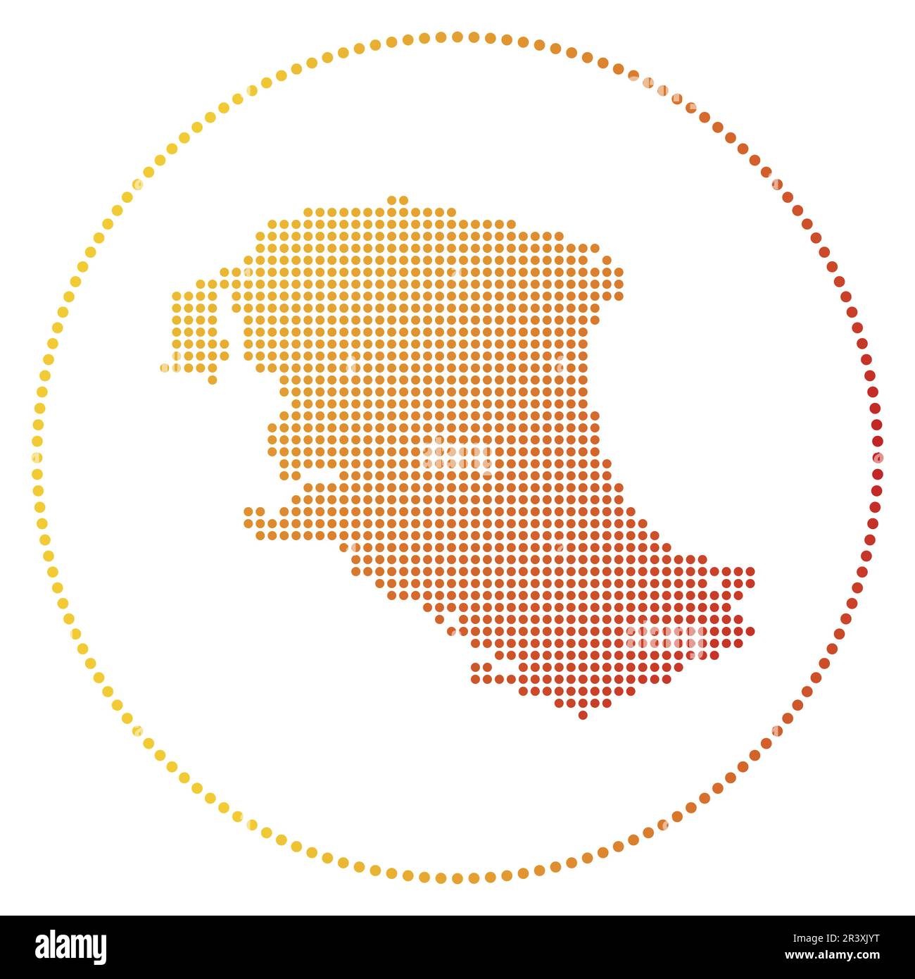 Parrot Cay digitales Abzeichen. Gepunktete Karte von Parrot Cay im Kreis. Technisches Symbol der Insel mit abgestuften Punkten. Moderne Vektordarstellung. Stock Vektor