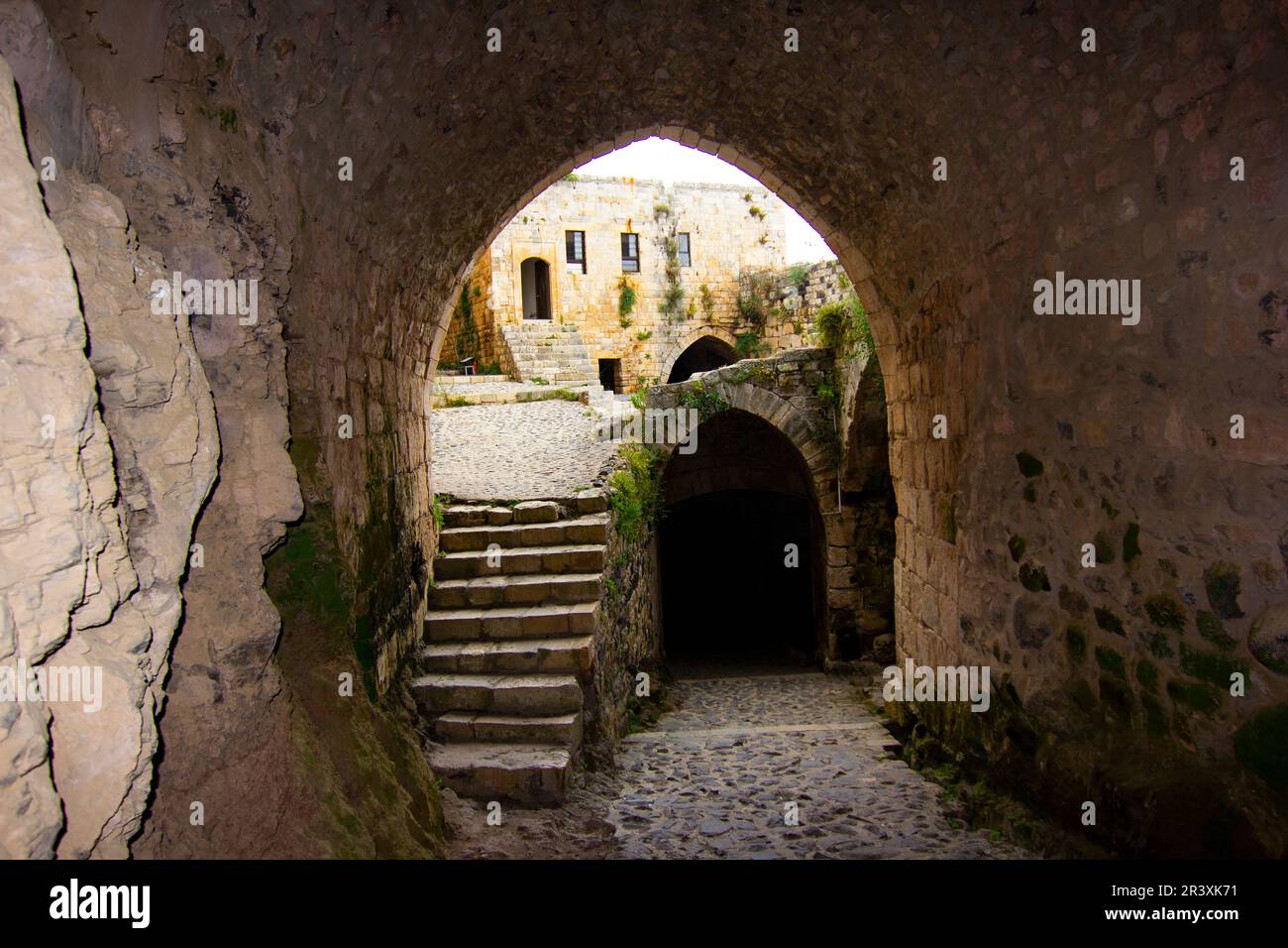 Krak (CRAC) des Chevaliers, auch bekannt als (Schloss der Kurden) und früher CRAC de l'Ospital, ist eine Kreuzritter-Burg in Syrien und eine der imponiertesten Stockfoto