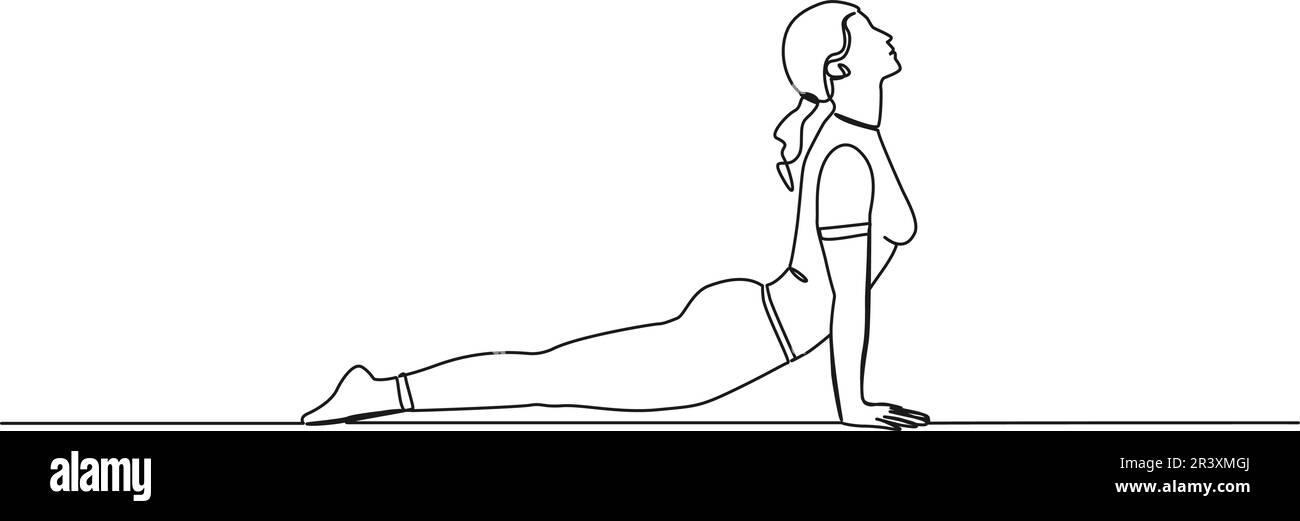 Kontinuierliche einzeilige Zeichnung einer Frau in Yoga-Pose, Strichgrafiken-Vektordarstellung Stock Vektor