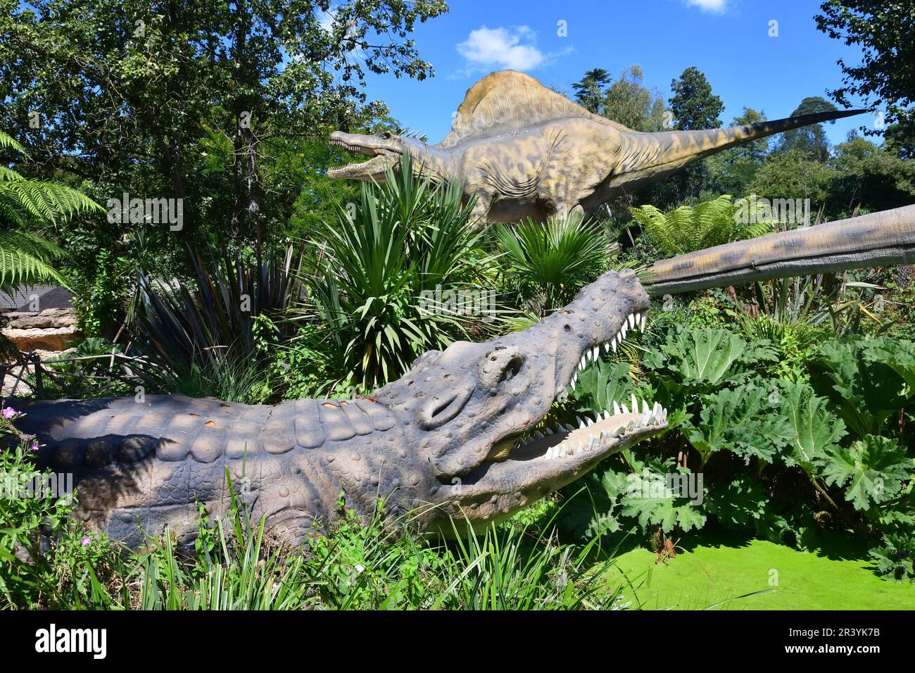 Sarcosuchus in der Dinosaurierausstellung im West Midlands Safari Park, Bewdley, Worcestershire, Großbritannien Stockfoto