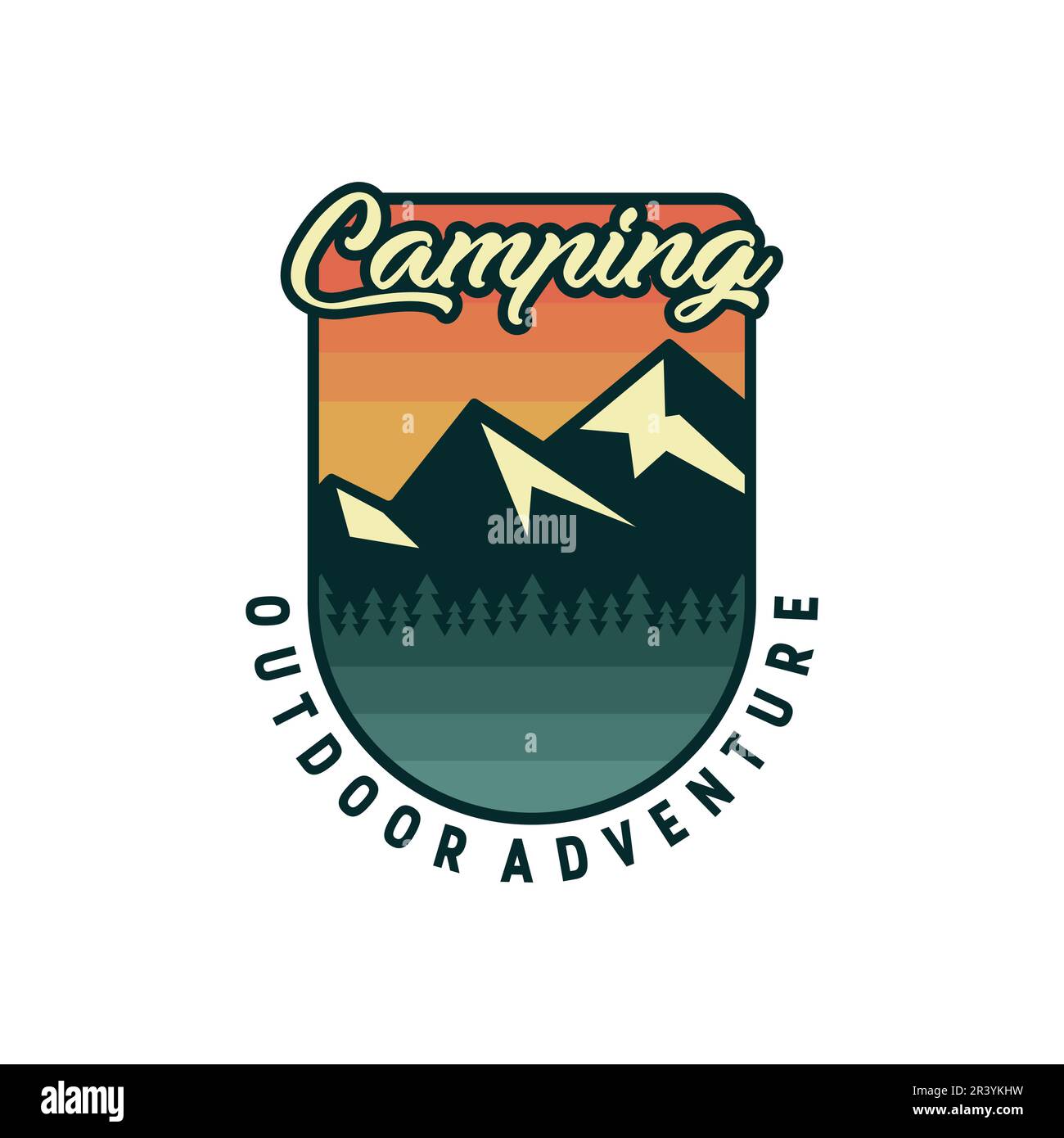 Camping Outdoor Adventure Abzeichen Logo Design Vector Retro Illustration Stock Vektor