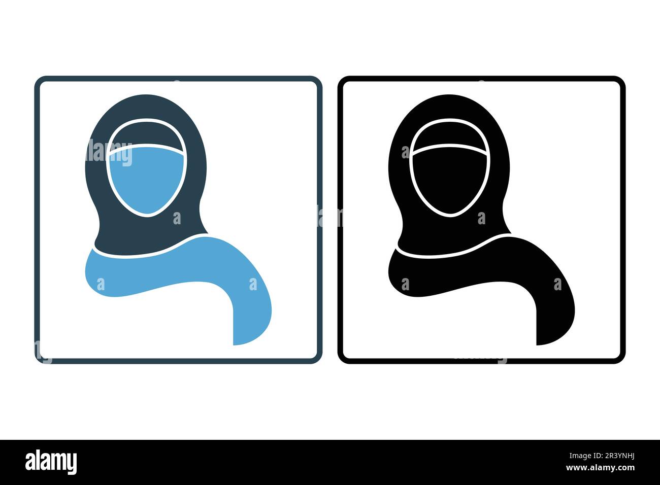 Saudi-arabische Frauen-Ikone. Frau aus dem Nahen Osten im Kopftuch, Hidschab traditionelle arabische islam-Kleidung, die von einem muslimischen Mädchen benutzt wird. Solides Icon-Design. Einfach Stock Vektor
