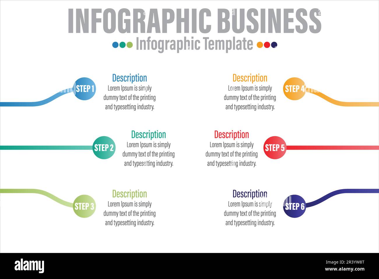 Infografik-Vorlage für Unternehmen. 6 Schritte oder 6 Option modernes Zeitliniendiagramm mit Konzept der Straßenfahrt, Präsentationsvektor-Infografik. Stock Vektor