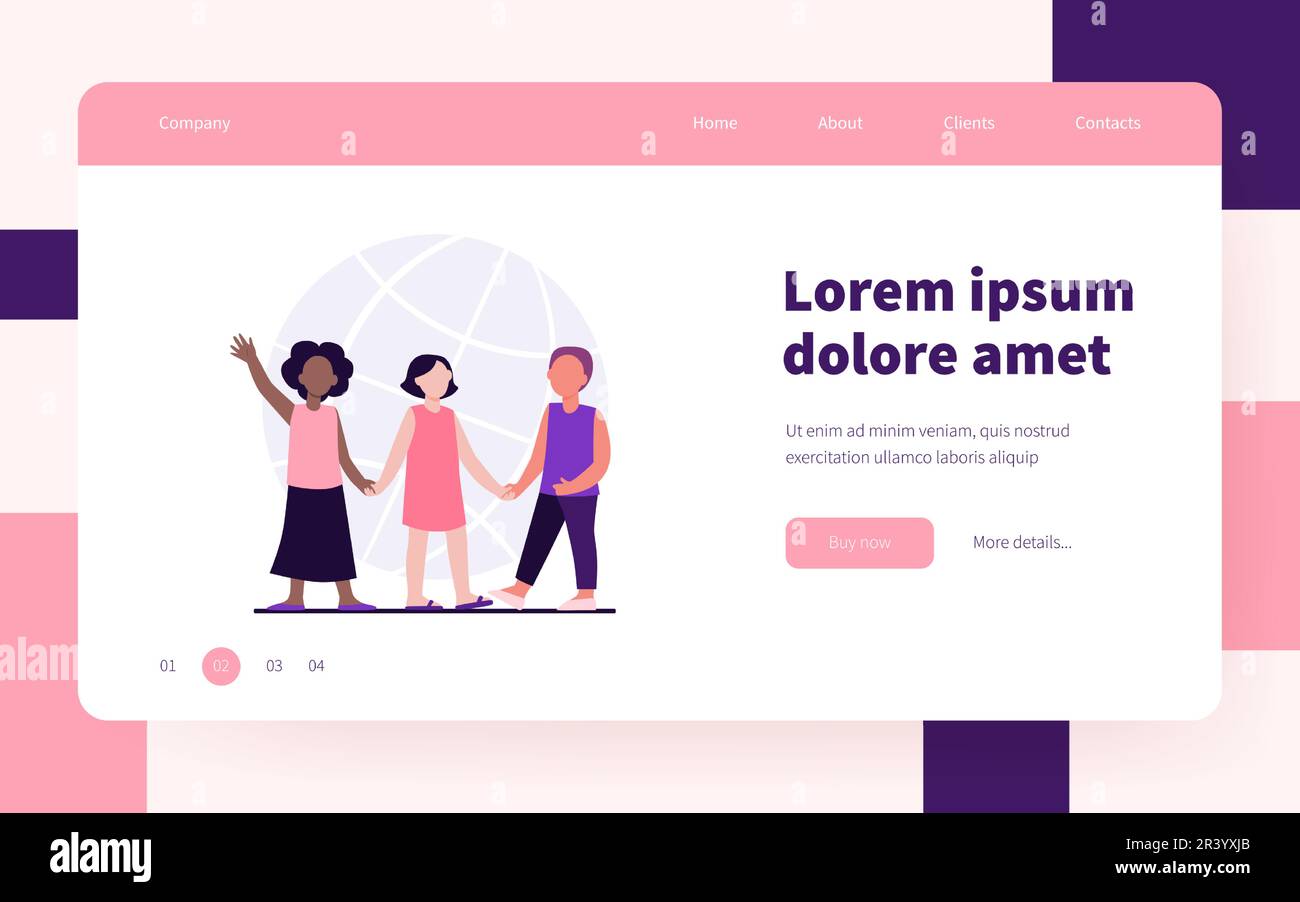 Multiethnische Kinder, die Händchen halten Stock Vektor