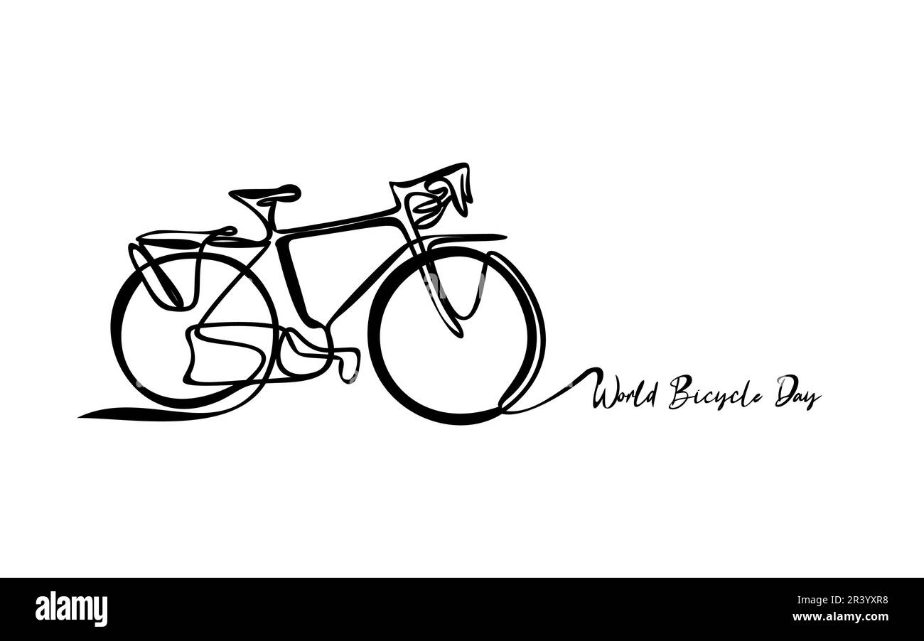 World Bicycle Day 3. Juni. Autofreier Tag, Clean Air für blauen Himmel Konzept-Disign. Stock Vektor