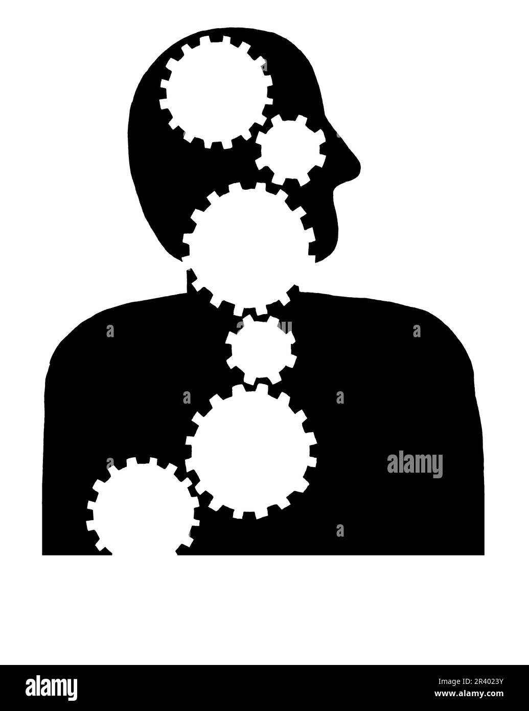 Der Körper ist eine mechanische Maschine aus Material Stockfoto