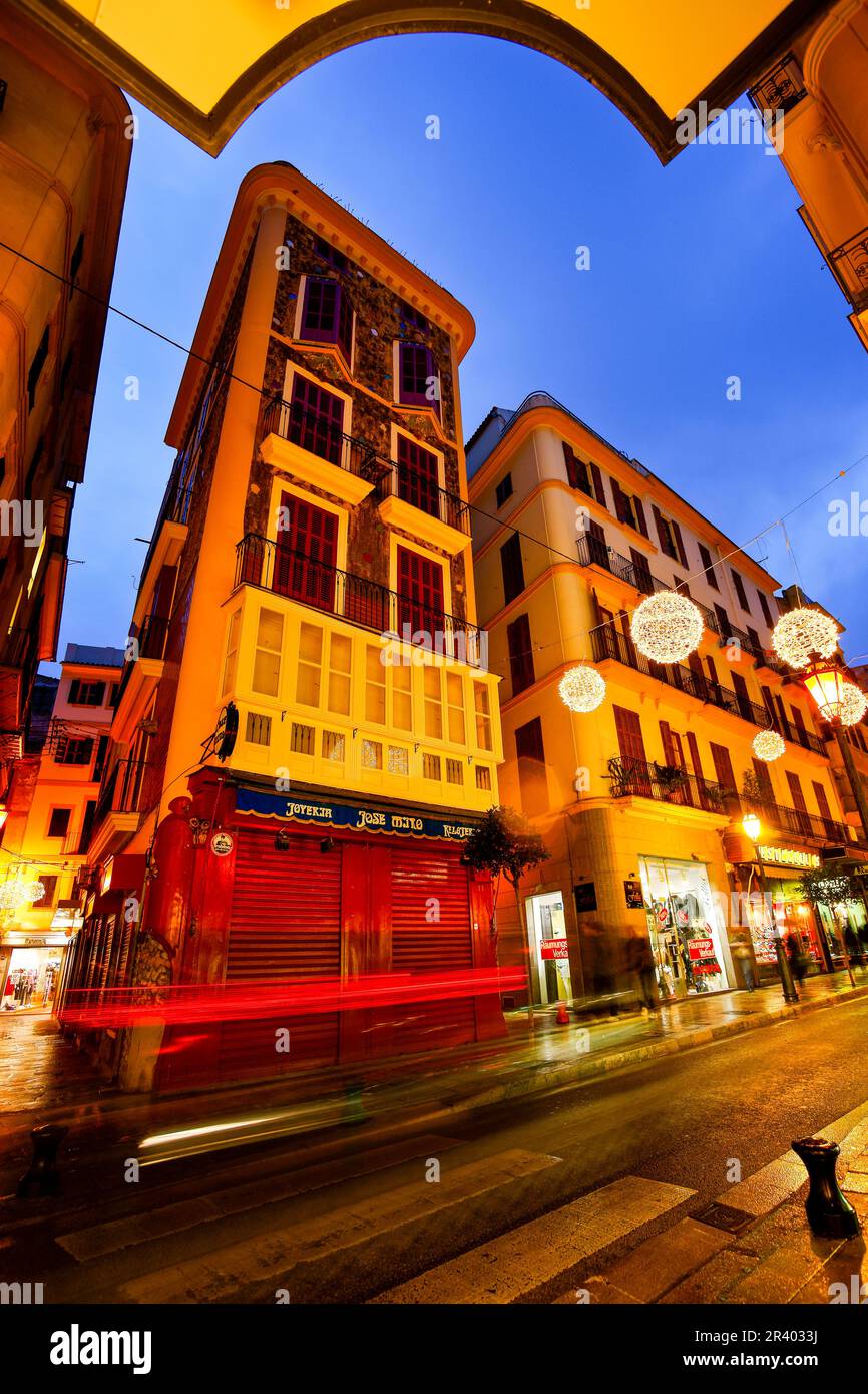 Edificio modernista en la calle Colon. Palma. Mallorca. Balearen. EspaÃ±a. Stockfoto