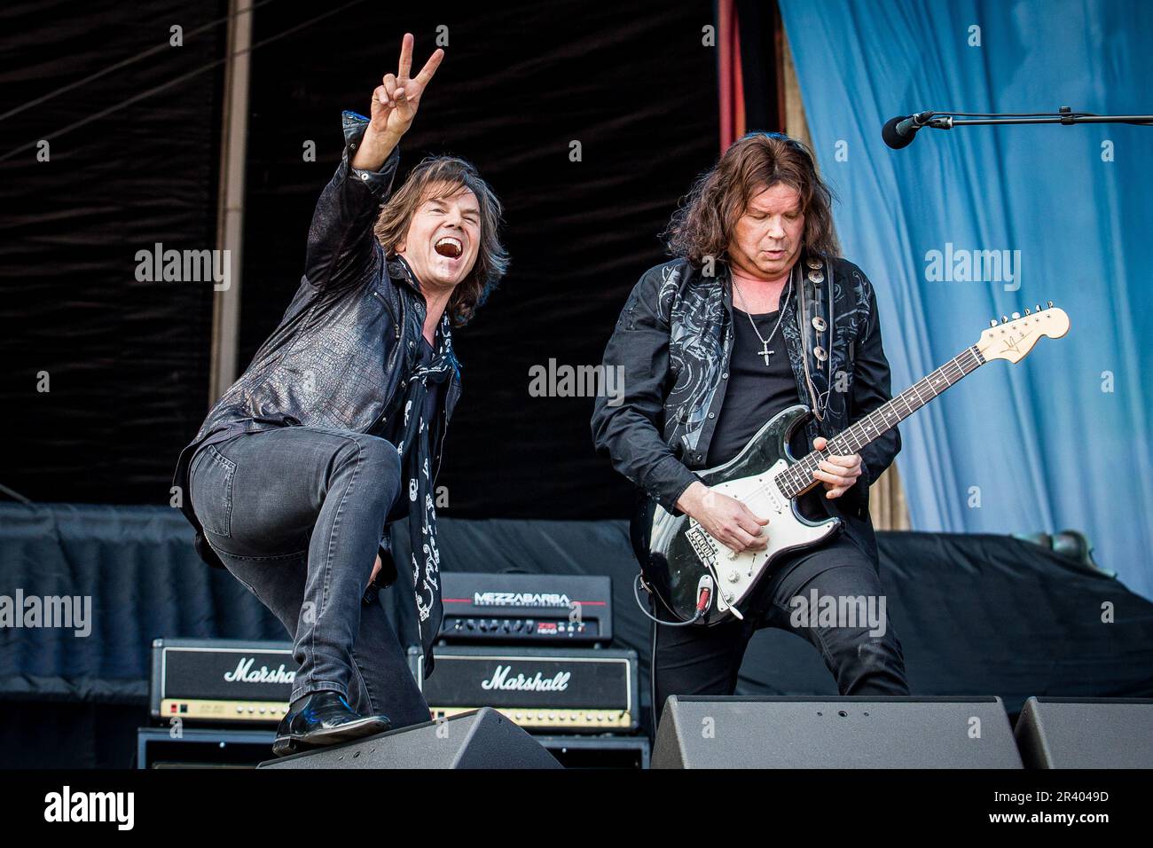 Die schwedische Rockband Europe tritt live auf Stockfoto