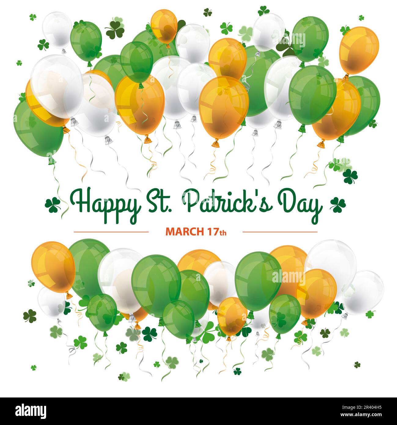 St. Patrick's Day White Cover Ballons Shamrocks Stockfoto