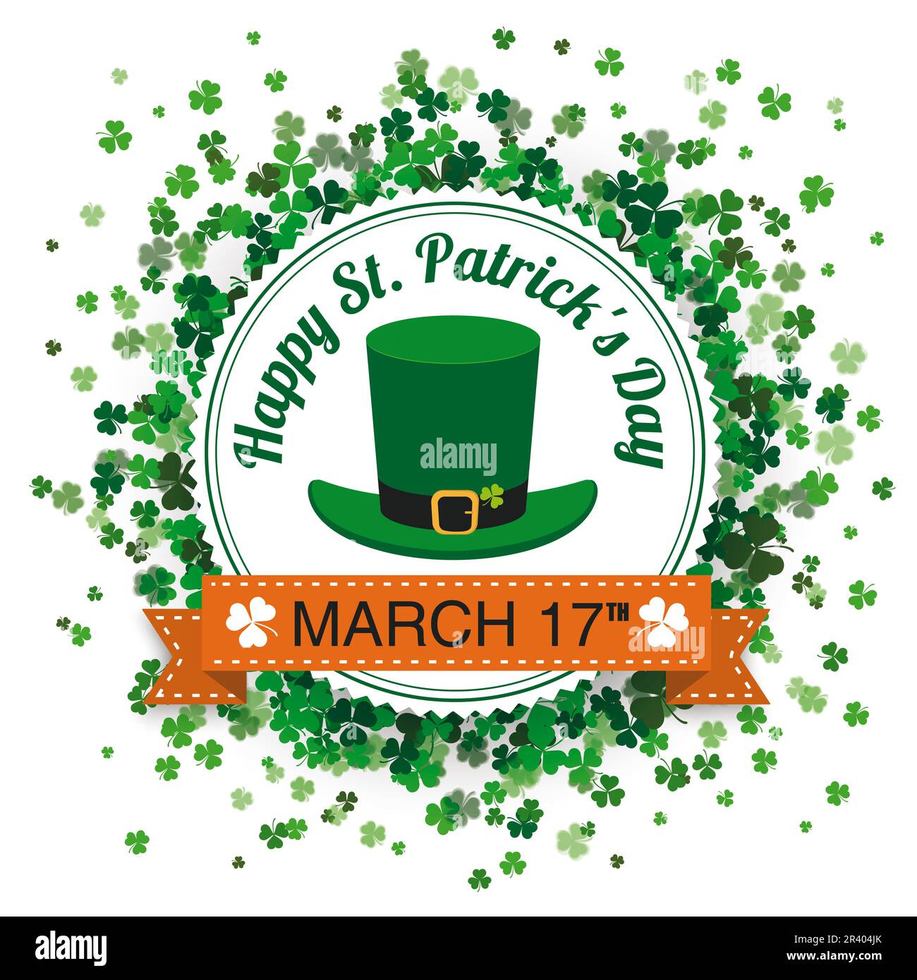 Emblem St. Patricks Day Shamrocks White Stockfoto