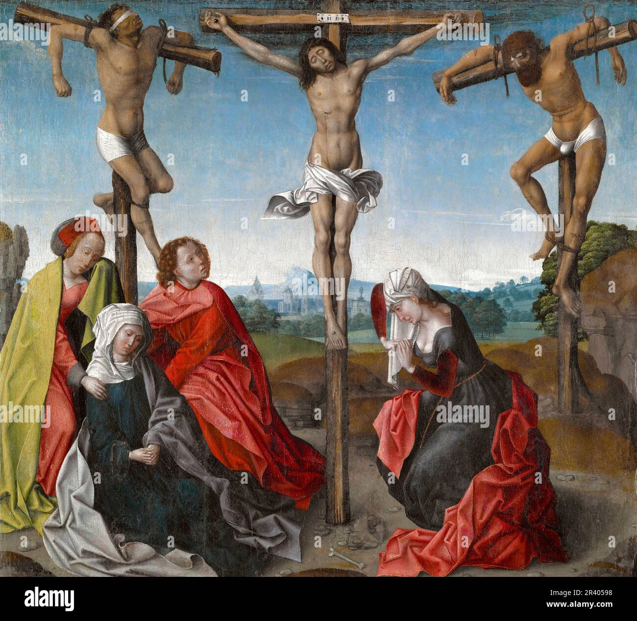 Die Kreuzigung durch Follower von Rogier van der Weyden (c.1399-1464), Öl auf Platte, c. 1500 Stockfoto