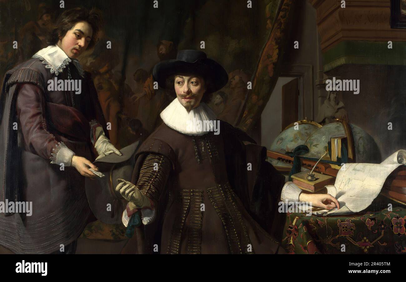 Vollständiger Titel: Portrait von Constantijn Huygens und seinem (?) Schriftsteller: Thomas de Keyser Herstellungsdatum: 1627 Stockfoto