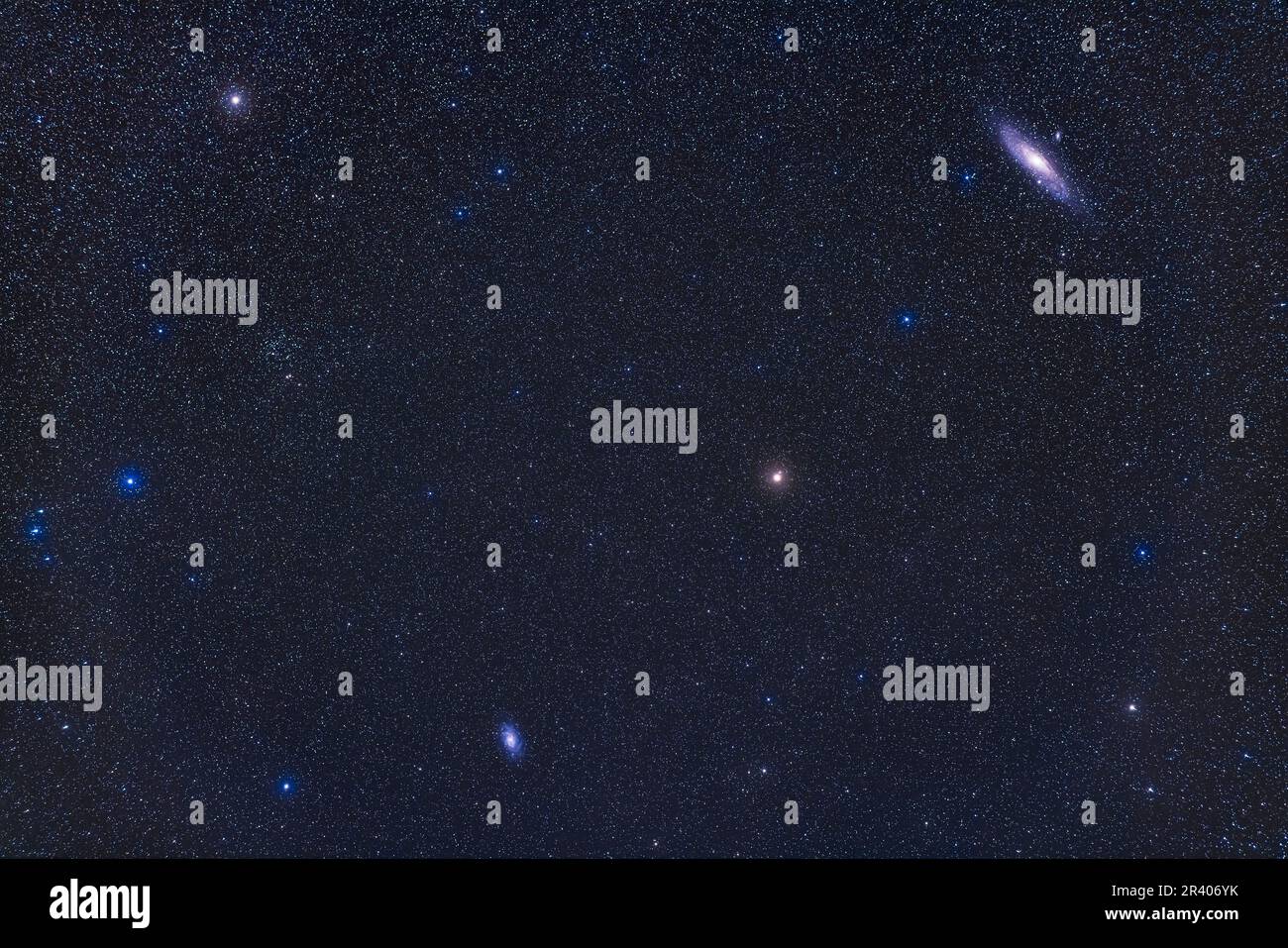 Ein Bild von Andromeda und Triangulum, das beide Galaxien zeigt. Stockfoto