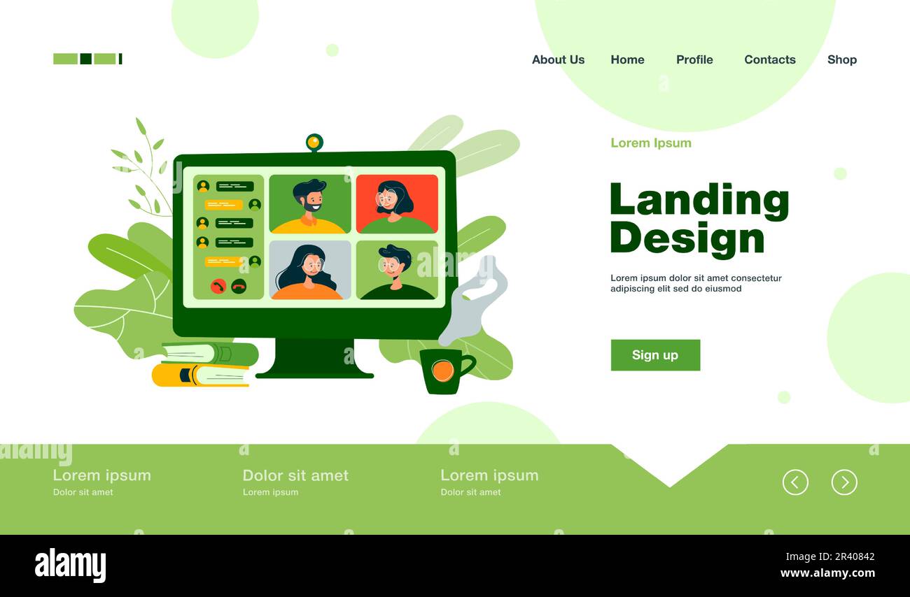 Personen, die sich online per Videokonferenz treffen Stock Vektor