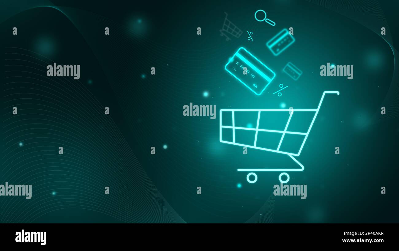 Warenkorb- und Kartensymbol, Rabatte Stockfoto