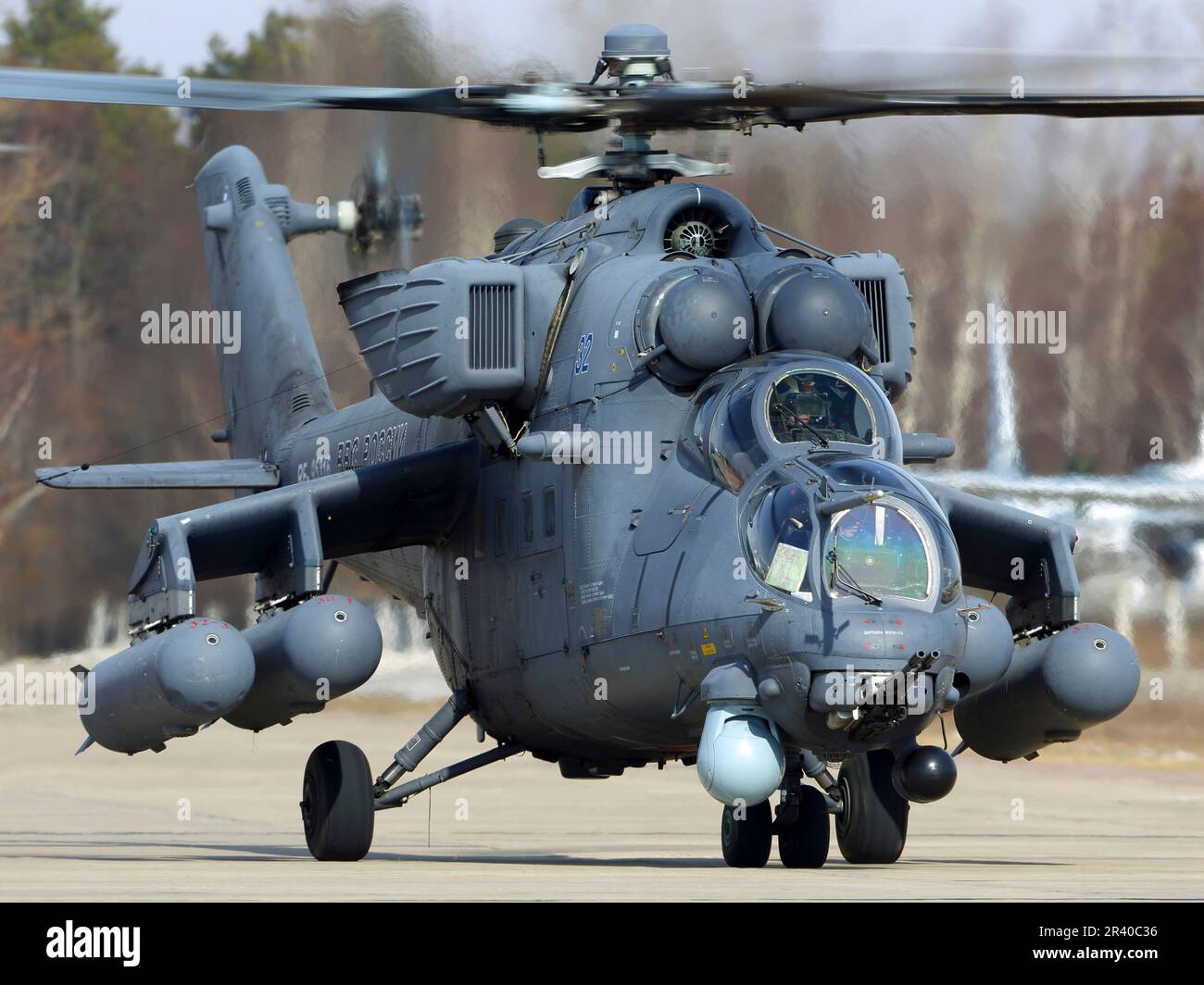 MIL Mi-35M Angriffshubschrauber der russischen Luftwaffe, Kubinka, Russland. Stockfoto