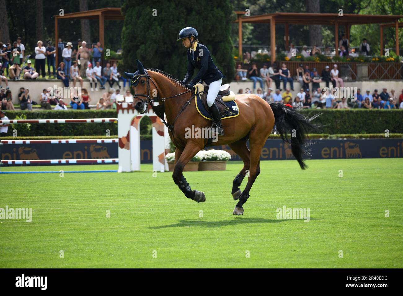 CSIO Roma 2023, Piazza di Siena, Rom, Italien, Mai 25 2023. Reitspringwettbewerb Tab A gegen die Uhr, Edwina Tops-Alexander (AUS) auf dem Spielplatz. Foto: Fabio Pagani/Alamy Live News Stockfoto