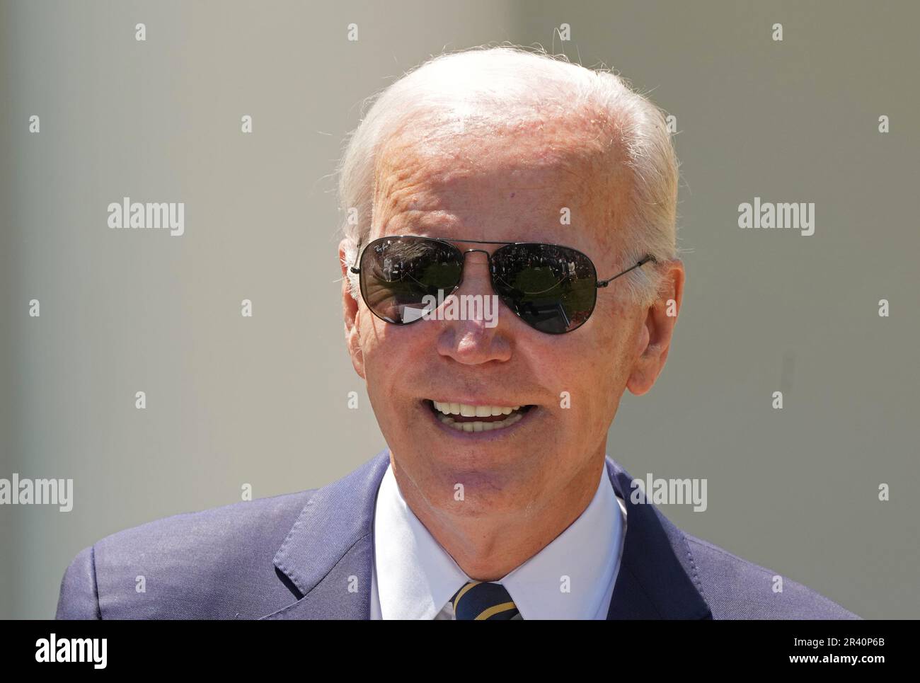 Washington, Usa. 25. Mai 2023. Präsident Joe Biden gibt seine Absicht bekannt, General Charles Q. Brown, Jr. als nächsten Vorsitzenden der Stabschefs während einer Veranstaltung im Rose Garden im Weißen Haus in Washington, DC, am Donnerstag, den 25. Mai 2023, zu nominieren. Foto: Pat Benic/UPI Credit: UPI/Alamy Live News Stockfoto