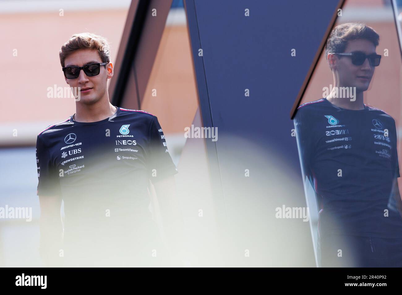 Monte-Carlo, Monaco. 25. Mai 2023. George Russell von England und Mercedes während des Hauptpreises von Monaco am Donnerstag des Jahres F1 am Circuit de Monaco am 25. Mai 2023 in Monte-Carlo, Monaco. Kredit: Ciancaphoto Studio Stockfoto